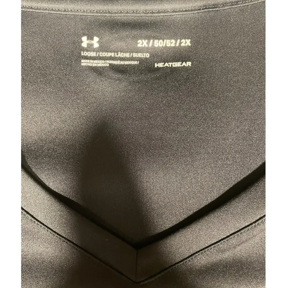 Under Armour Women’s Black V-Neck Athletic T-Shirt Short Sleeve Size 2XL - Picture 2 of 3